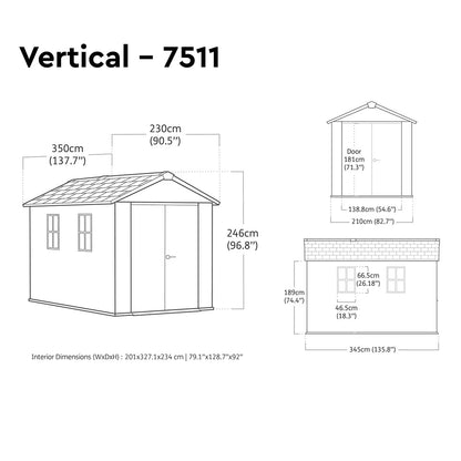 Keter Rosewood 11Ft 5" X 7Ft 6" (3.5 X 2.3M) Storage Shed in 2 Configurations